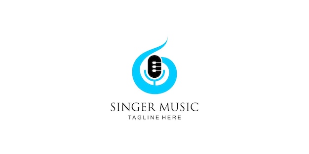 Diseño creativo del logotipo de la música del cantante con un concepto único de vector premium