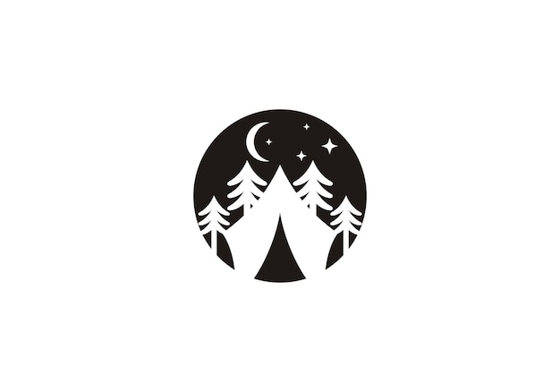 Diseño creativo del logotipo de la noche de campamento