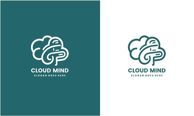 Diseño creativo de logotipo en la nube con concepto mental diseño de estilo minimalista plano ilustración vectorial