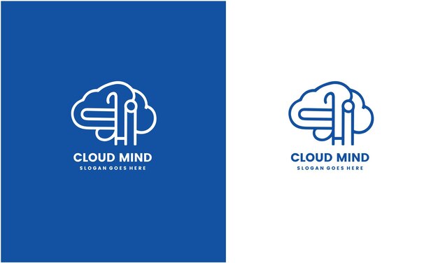 Diseño creativo de logotipo en la nube con concepto mental diseño de estilo minimalista plano ilustración vectorial