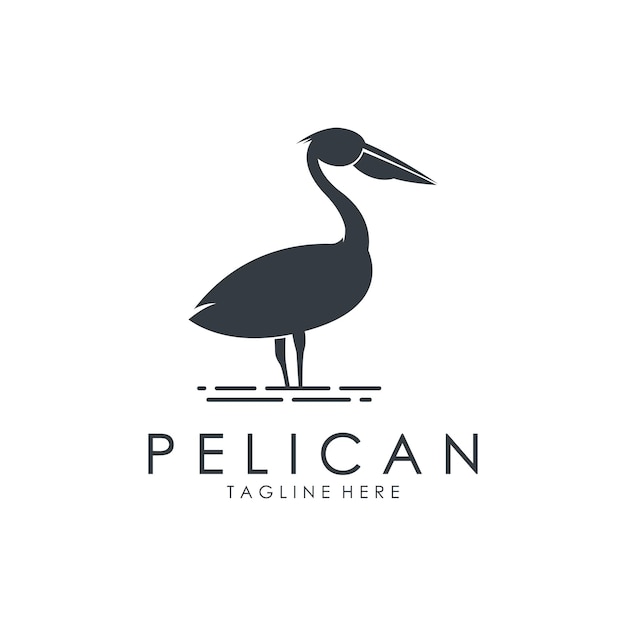 Diseño creativo del logotipo del pelícano Ilustración vectorial del icono del pájaro pelícano