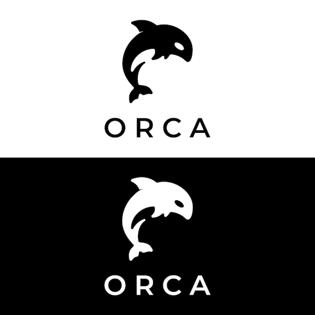 Diseño creativo de logotipo de plantilla de animal de orca negra simple Logotipo de animal submarino asesino para identidad comercial y marca