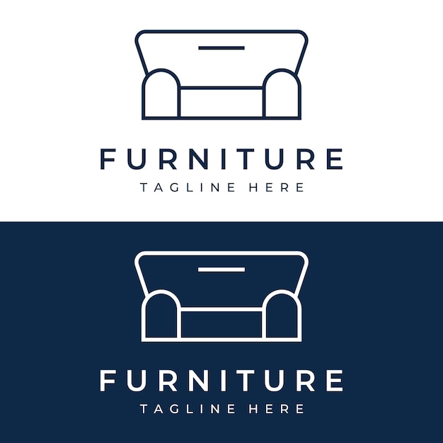 Diseño creativo de logotipo de plantilla de muebles de silla interior con líneas geométricas modernas Con forma elegante y minimalista