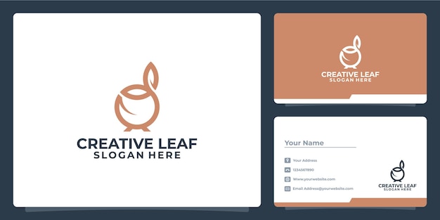 diseño creativo de logotipo de taza y hoja
