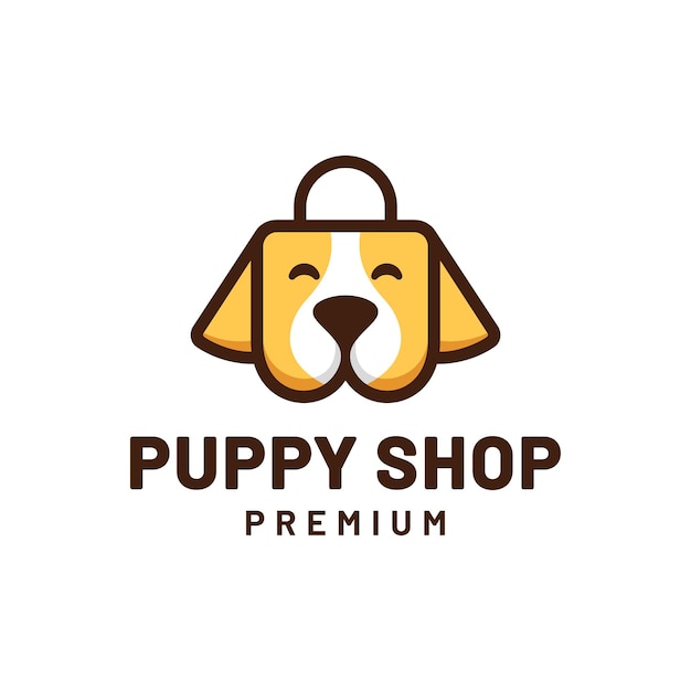 Diseño creativo del logotipo de la tienda de cachorros.