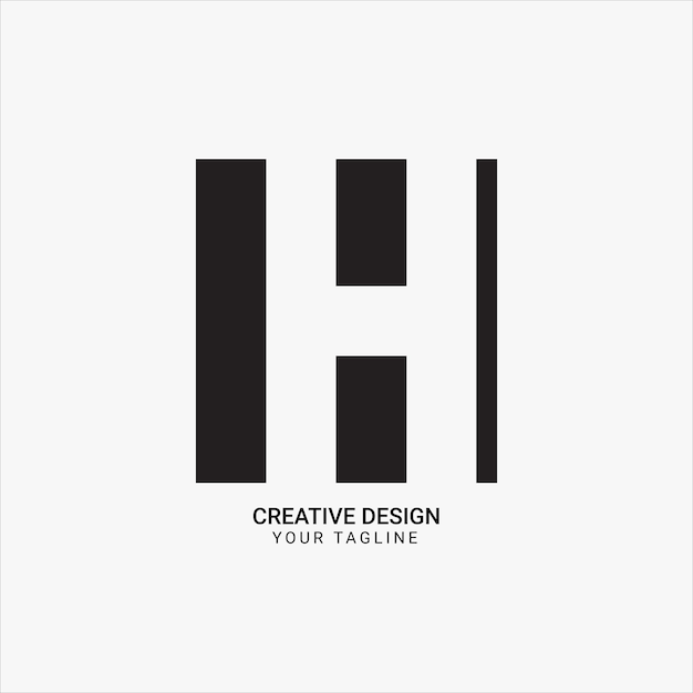 Diseño creativo de logotipo único de marca moderna con monograma mínimo plano en H