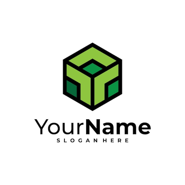 Diseño creativo del logotipo del vector del cubo del hexágono