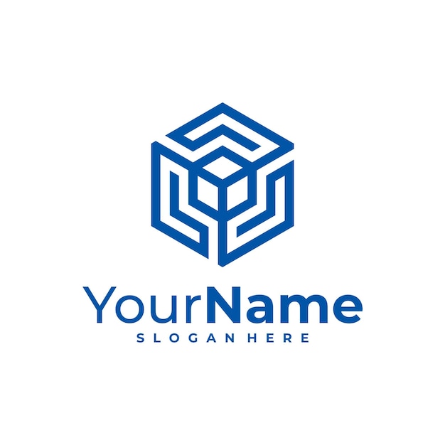Diseño creativo del logotipo del vector del cubo del hexágono