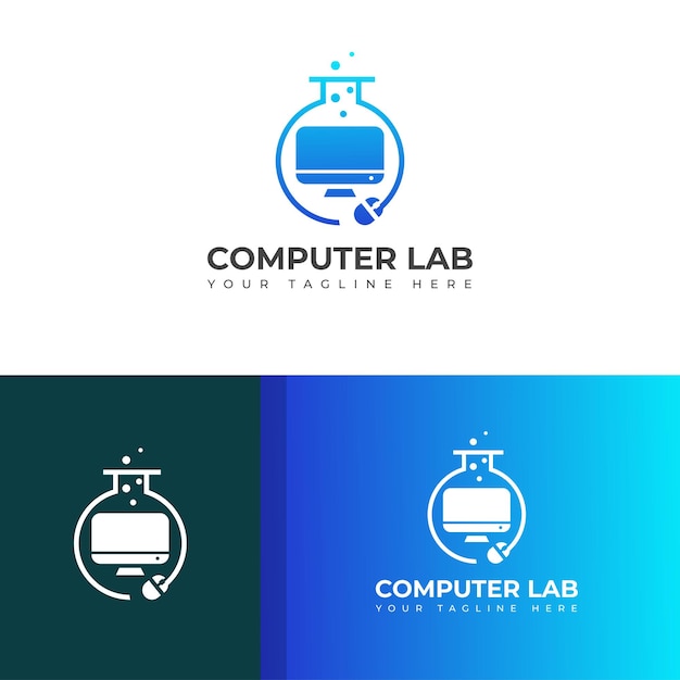 Diseño creativo del logotipo vectorial del laboratorio de computación