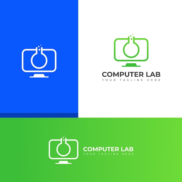 Diseño creativo del logotipo vectorial del laboratorio de computación