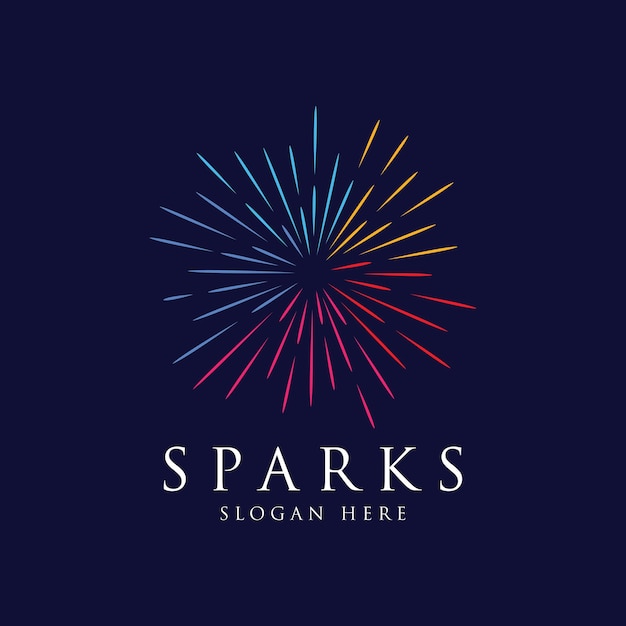 Diseño creativo de logotipos de chispas coloridas en estilo moderno Logotipo para marcas de negocios celebración de fuegos artificiales estrellas