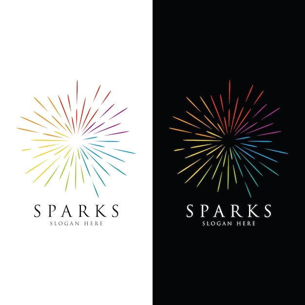 Diseño creativo de logotipos de chispas coloridas en estilo moderno Logotipo para marcas de negocios celebración de fuegos artificiales estrellas