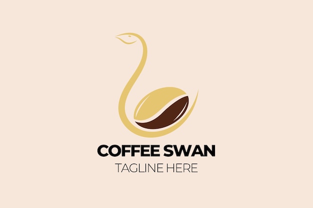 El diseño creativo y minimalista del logotipo de swan coffee combina un cisne y un grano de café. perfecto para cafe