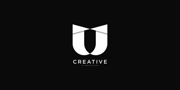Diseño creativo y moderno de la letra inicial U del logotipo Premium Vector