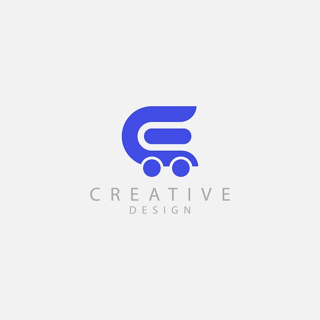 Diseño creativo y moderno del logotipo de comercio electrónico con letras E. Logotipo de compras en línea.