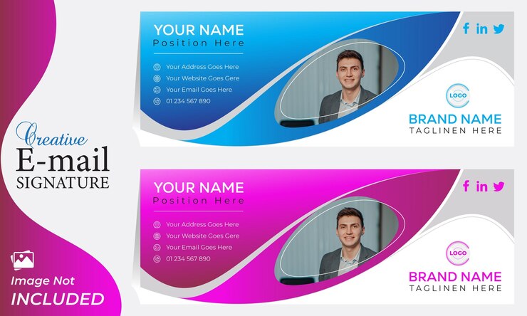 Diseño creativo y moderno de pie de página o firma de correo electrónico profesional