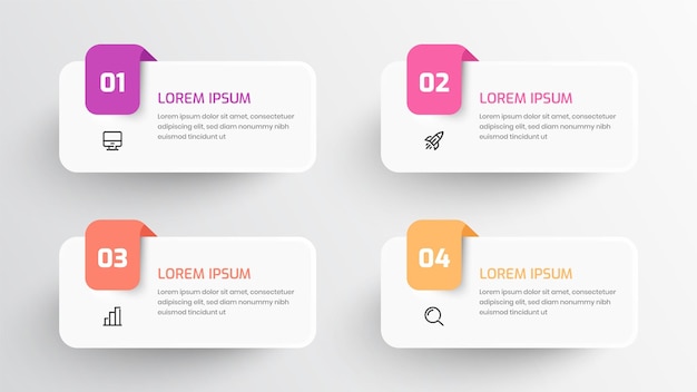 Diseño creativo de plantilla de infografía empresarial con icono y número 4 para presentación