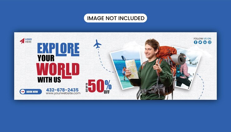Diseño creativo de portada de Facebook para viajes fotografía de portada del libro de Facebook para negocios y viajes