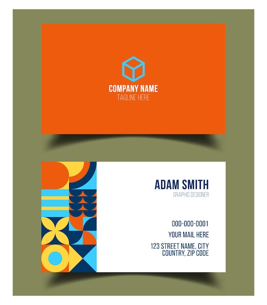 Diseño creativo Premium de plantilla de tarjeta de visita plana vectorial doble