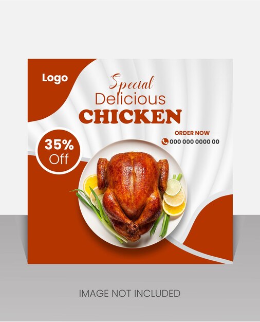 diseño creativo de publicaciones en redes sociales de pollo