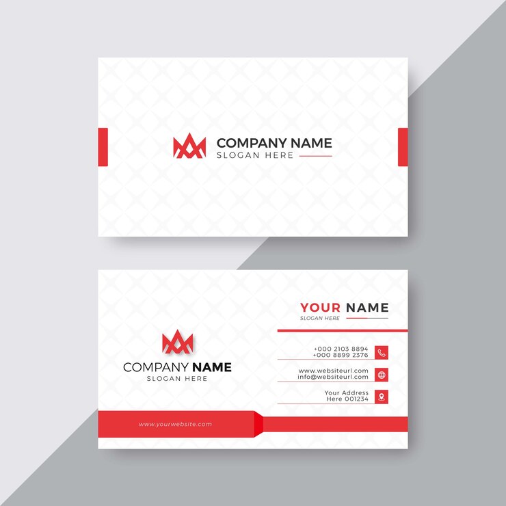 Diseño creativo de tarjeta de visita de color rojo.