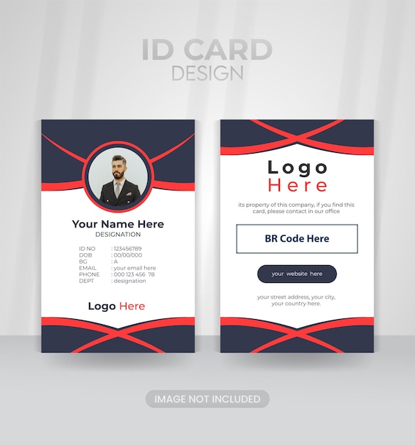 Diseño creativo de tarjetas de identificación para empleados corporativos Concepto de diseño vectorial Plantilla Diseño limpio
