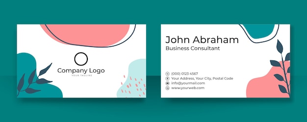 Diseño creativo de tarjetas de presentación y tarjetas de visita. Plantilla de tarjeta de visita orgánica floral con concepto corporativo moderno