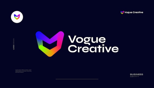 Diseño creativo y vibrante del logotipo de la letra v con el logotipo v del concepto de degradado colorido con estilo de mezcla para la identidad de marca empresarial y tecnológica