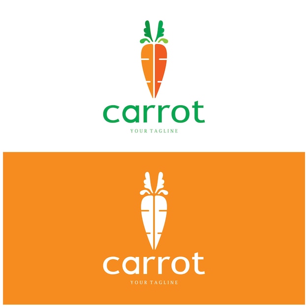 Diseño creativo de zanahorias Logotipo del producto agrícola del zanahoria Icono Procesamiento de zanahoria Mercado de agricultores