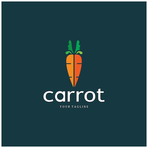 Diseño creativo de zanahorias Logotipo del producto agrícola del zanahoria Icono Procesamiento de zanahoria Mercado de agricultores