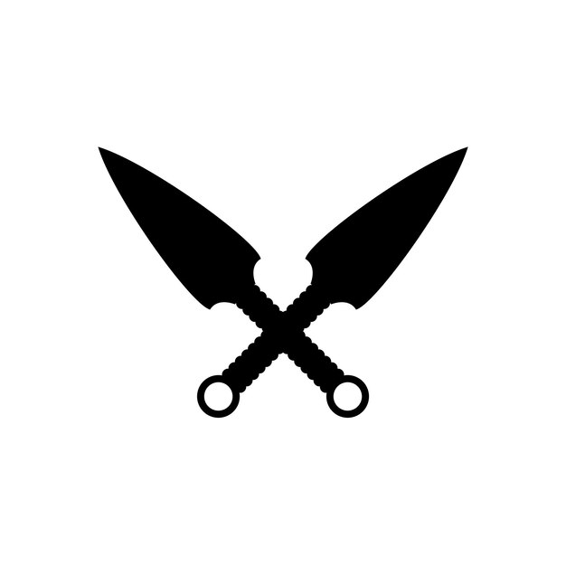 diseño cruzado del logotipo del arma japonesa kunai ninja