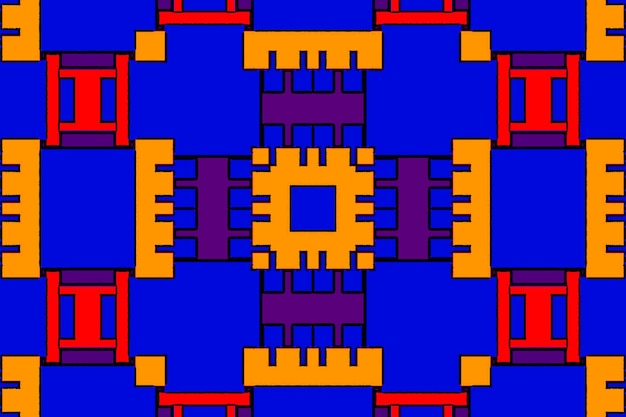 un diseño en un cuadrado que tiene un cuadrado y un cuadrado con un rojo y amarillo en el centro