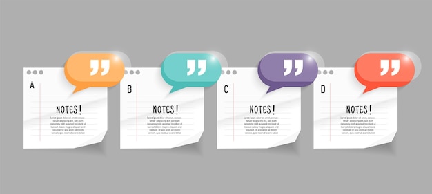 Diseño de cuadro de texto con infografía de cuadernos.