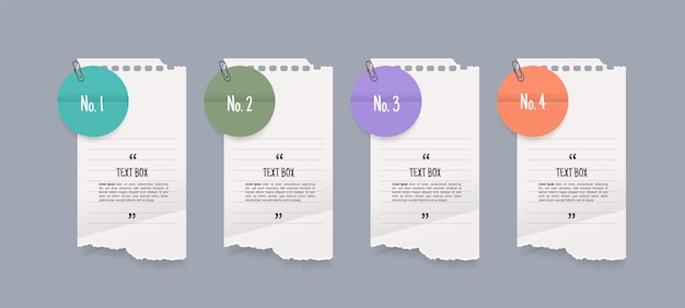 Diseño de cuadro de texto con maquetas de papeles de notas.