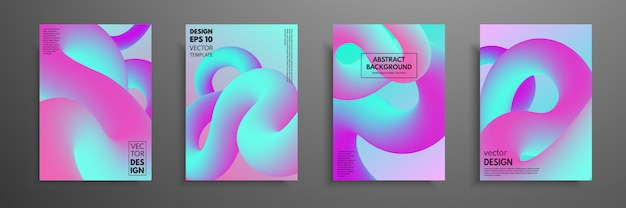 Diseño de cubierta de formas de color líquido de mezcla abstracta. Fluidos gradientes vibrantes.