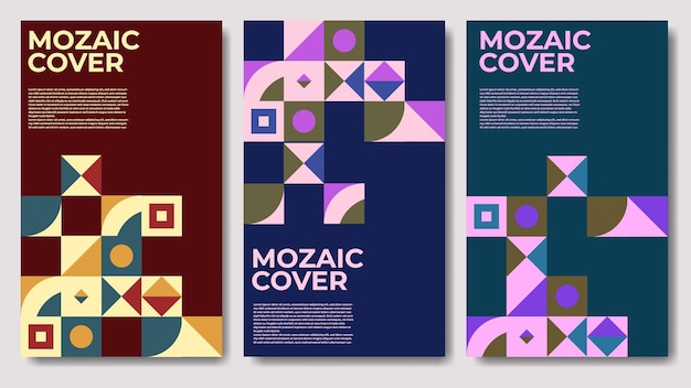 Diseño de cubierta de mosaico abstracto en estilo moderno