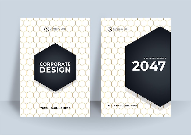 Diseño de cubierta de oro negro de plantilla de volante para negocios.