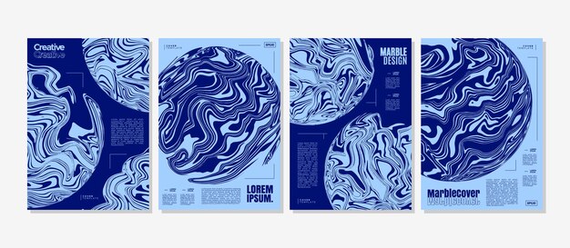 Diseño de cubierta de planeta de mármol fluido abstracto azul
