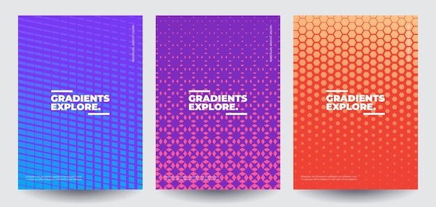 Diseño de cubiertas mínimas Gradientes de medio tono coloridos Futuros patrones geométricos Vector Eps10