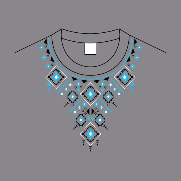 diseño del cuello estilo de bordado en fondo plano de color gris 01.