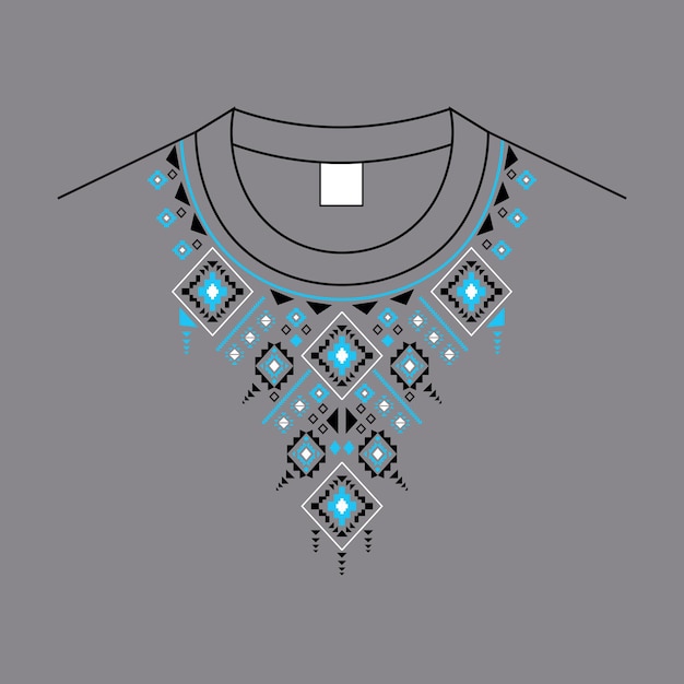 diseño del cuello estilo de bordado en fondo plano de color gris 01.