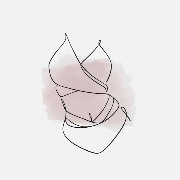 Diseño de cuerpo femenino en bikini para estilo de arte de línea de verano