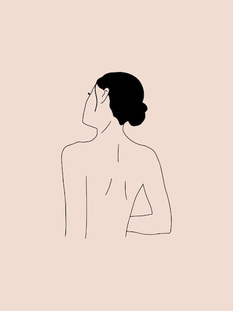 Vector diseño de cuerpo de mujer elegante en estilo de arte de línea de moda ilustración de silueta femenina estética