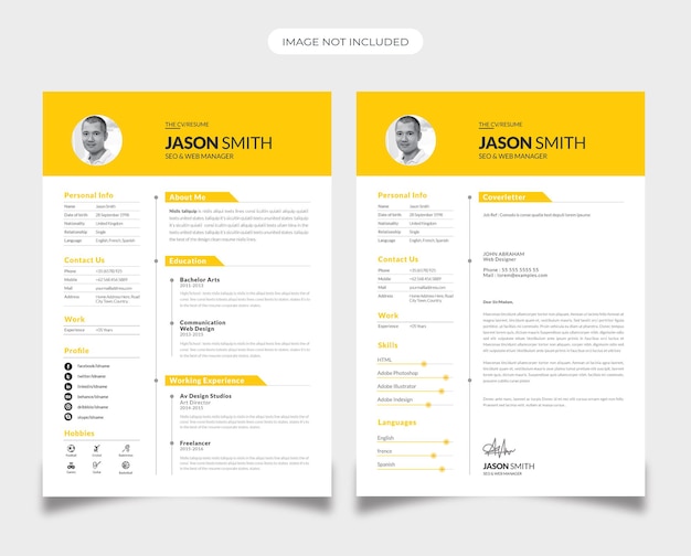 Diseño de curriculum vitae limpio naranja