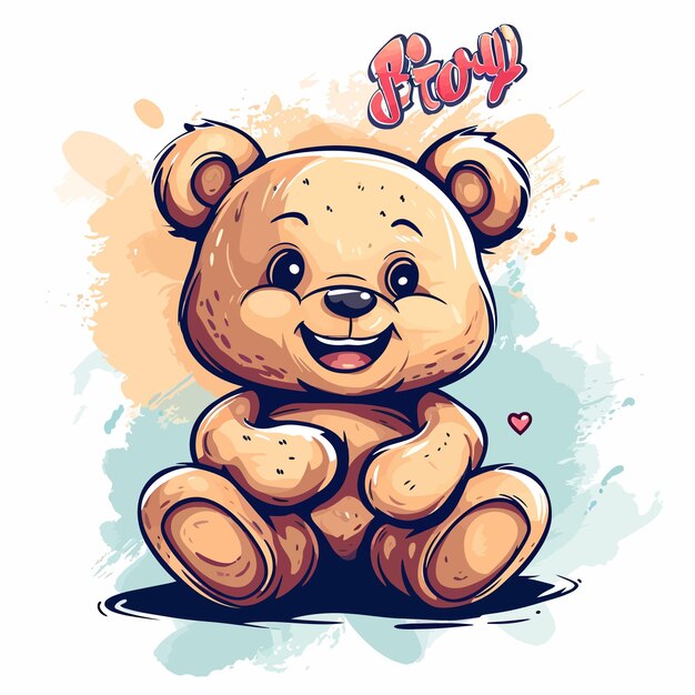 Vector diseño_de_camiseta_grafica_con_lindo_oso_juguete