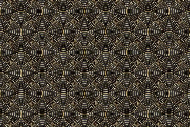 Diseño de deco de fondo de plantilla geométrica de patrones sin fisuras de onda de oro de lujo premium abstracto