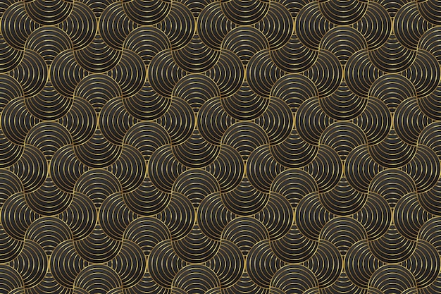 Diseño de deco de fondo de plantilla geométrica de patrones sin fisuras de onda de oro de lujo premium abstracto