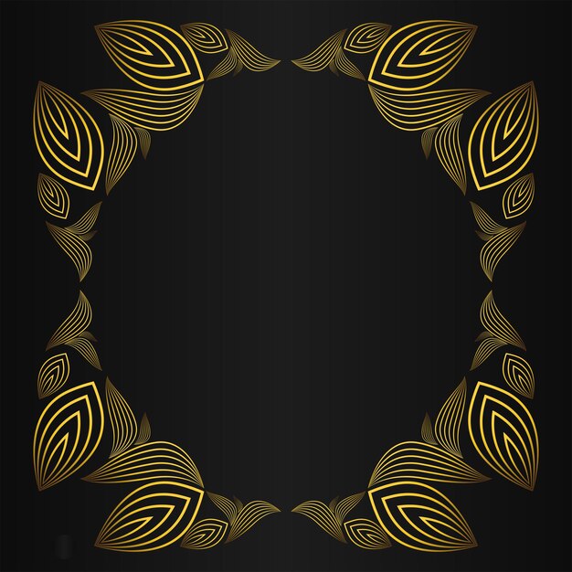 Diseño de decoración floral dorada de lujo con pétalos de flores doradas.