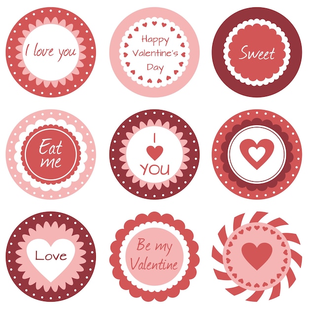 Vector diseño de decoraciones de bodas circulares para el día de san valentín