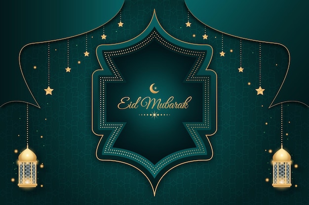 Diseño decorativo de fondo islámico eid Mubarak con linternas